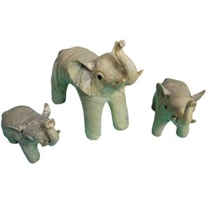 Philippines Elephant Sculptures Crushed Oyster Shell Set Of 3